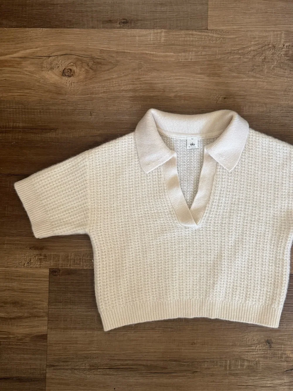 Alo Yoga Cashmere Plush Waffle Polo Tee XS